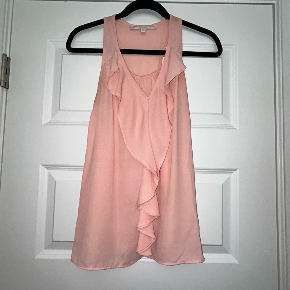 Guess Ruffle Cascade Front Sleeveless Shirt Blouse Top